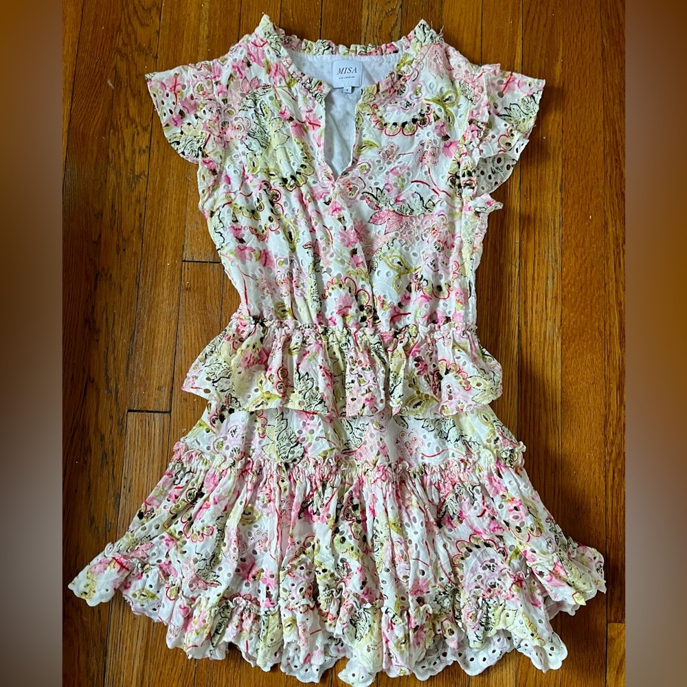 MISA Floral Eyelet Dress